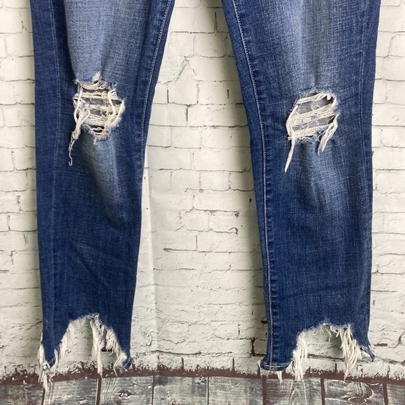 L’Agence Highline High Rise Jeans Med Wash Factory Distressed 28 Sharkbite Hem - Picture 6 of 16